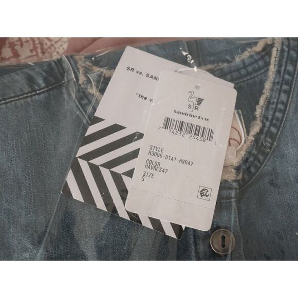 Free People x Sandrine Rose oversized Mandarin Denim Shirt Size S - Picture 9 of 9